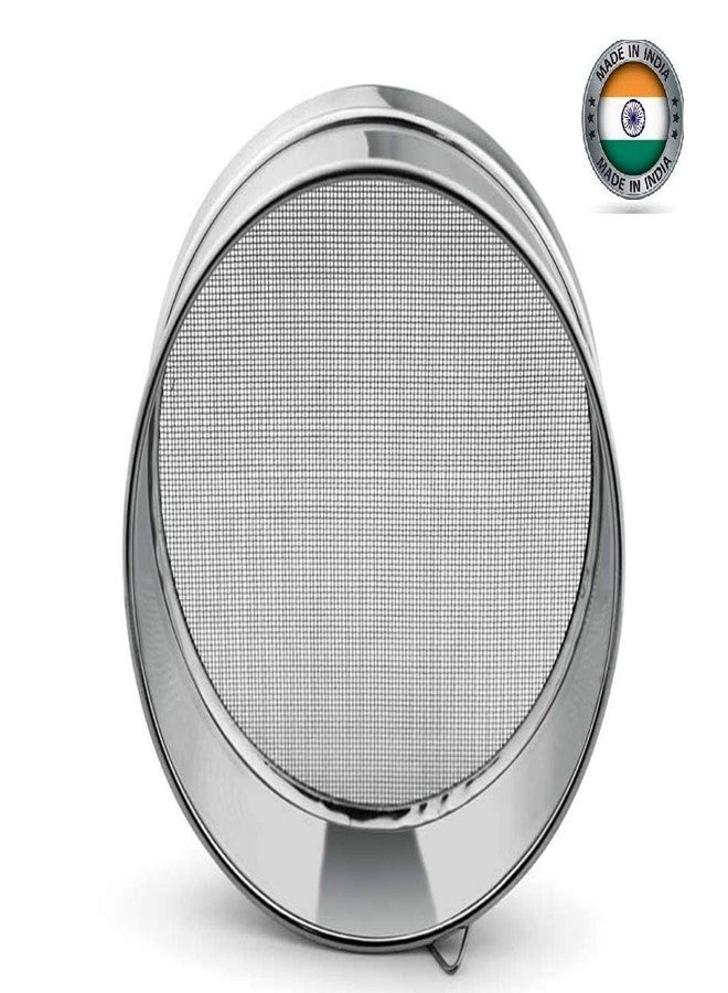 Elexiq Stainless Steel Food Strainers (Atta Chalni) Flour Sieve Sifting Strainer Cake Sugar Baking Kitchen Tools Flatware Sets Sifters for Baking & Powdered Sugar-Silver - Image 4